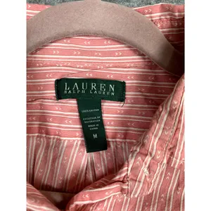 Lauren Ralph Lauren‎ Medium Shirt Button Up Pink Striped Long Sleeve Long Logo thumbnail 8