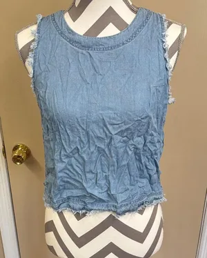 Thread & Supply Light Blue Frayed Tank Top thumbnail 1