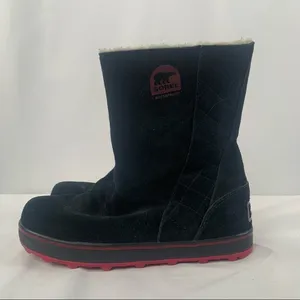 Sorel Glacy Suede‎ Pull On Winter Snow Boots in Black Size 8 thumbnail 4