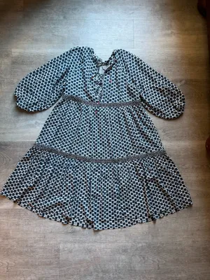 Anthropologie Floral Tiered Balloon Sleeves Loose Bohemian Dress Size XS Tie thumbnail 12