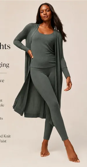 Soma Cool Nights & Days Ribbed Leggings Nightwatch Olive Size L NWT thumbnail 1
