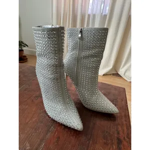 ELDITAS Silver Rhinestone Glam Ankle Boots - Size 8M -‎ Sparkle Stilettos thumbnail 2