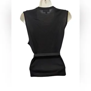 J. Crew 100% Merino Wool Belted Sweater Shell Black Sz L Classic Academia Casual thumbnail 3