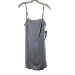 NWT Lulus TOAST TO LIFE Pearl Gray Crepe Back Tie Mini Dress Size Medium thumbnail 5