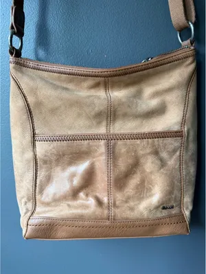 The Sak Tan Leather Crossbody Bag with Floral Embossed Pocket thumbnail 3