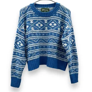 American Eagle Blue & White Fair Isle Snowdrift Long Sleeve Sweater Sz‎ S thumbnail 3
