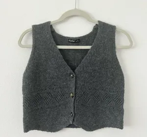 Aster Button Front Gray Sweater Vest Size M thumbnail 1