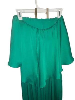 Tyche Emerald Green Strapless Wide Leg Cascade Jumpsuit Popover cocktail attire thumbnail 7