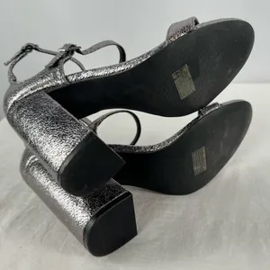 Steve Madden Parrson Pewter Ankle Strap‎ Heels in Metallic Size 8 thumbnail 7
