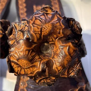 Real Leather Flower Embellished Sandals Handmade From Jamaica Size 8 thumbnail 3