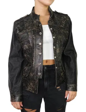 90s Vintage Brown Distressed Leather Jacket Moto Biker Jacket Medium thumbnail 1