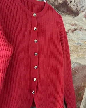 Commense Button Down Split Cardigan size M Red Size M thumbnail 3