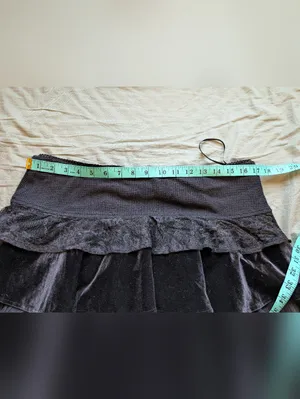 Tunnel Vision Velvet and Tulle Pleated Mini Skirt Large Black thumbnail 6
