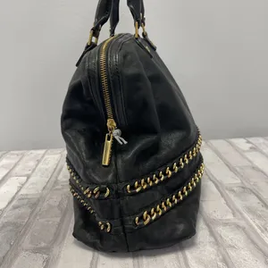 Tory Burch Top Handle Satchel in Black Leather w/ Gold-tone Chain - Preowned thumbnail 7
