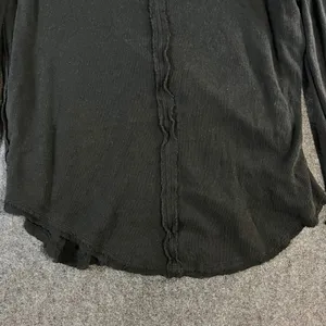 We The Free Free People Black Thermal Waffle Knit Raw Seam Top Thumbholes Small thumbnail 13