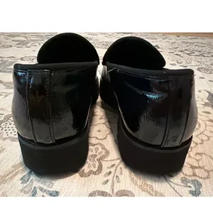 Donald Pliner Eclipse Black Crinkle Patent Platform Loafers 7 thumbnail 4