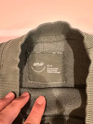 Aerie Oversized Crewneck Sweatshirt Green Exposed Seams XS thumbnail 7