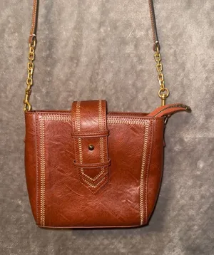 Vintage Style Brown Faux Leather Structured Crossbody Bag with Stitching Details thumbnail 1