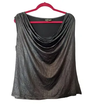 Shimmery Metallic Draped Cowl Neck Sleeveless Top XL Polyester & Spandex thumbnail 1