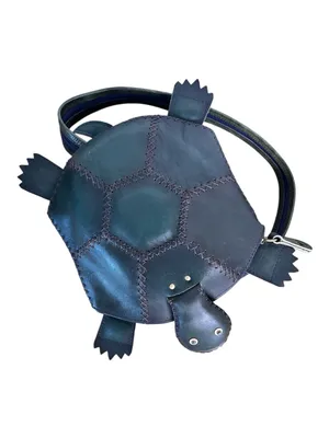 Handmade‎ Green Turtle Leather Backpack Shoulder Bag OOAK Artisan Purse Unique thumbnail 2