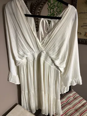 Women’s silk white dressy dress thumbnail 1