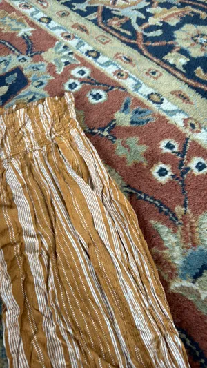 Shine Star High waisted Cropped Beach Pants In Yellow Stripe thumbnail 2