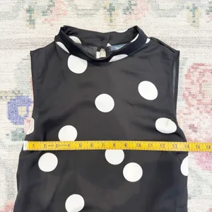 ModCloth Womens Polka Dot Fit & Flare Dress Medium Mock Neck Tie Retro‎ Parisian thumbnail 4