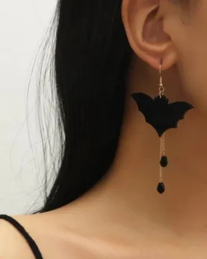 NWT Spooky Bats. Fun Halloween Pierced Earrings W Dead Dangles thumbnail 1