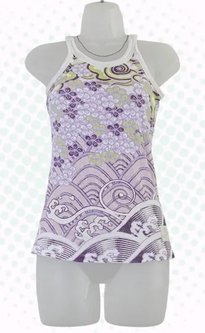 Vintage Y2K Nike Lavender Green White Japanese Print Halter Tank Top Size S thumbnail 1