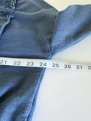 Pilcro Pintuck Sweatshirt Henley Knit Pullover Blue Medium thumbnail 9
