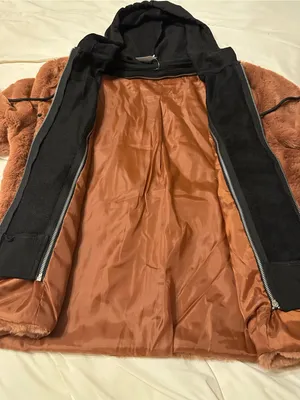 Carolyn Hoodie Jacket - Faux Fur Hooded Jacket - Pecan & Black - NWOT - Size S thumbnail 6