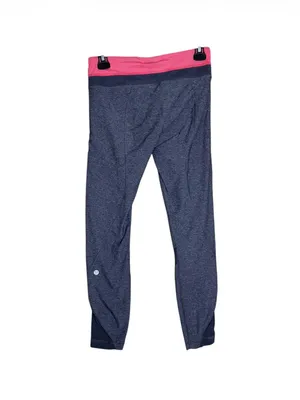 lululemon athletica Heathered Gray Leggings with Pink Waistband thumbnail 4