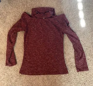 Wine Fitted Sweater Top Purple Size XS thumbnail 3