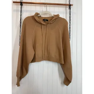 Lulus Casual Cozy Light Brown Balloon Sleeve Pullover Hooded Sweater Size XS thumbnail 3