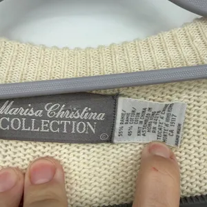 Vintage Marisa Christina Sweater Ivory Sequin Playing Card Suits Novelty thumbnail 3