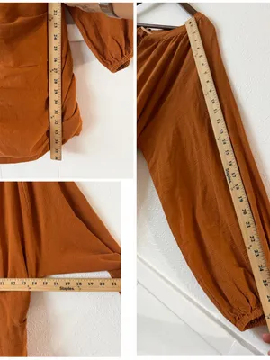Free People The Only One Mini Dress M Rust Orange Ruched Open Back Boho thumbnail 7