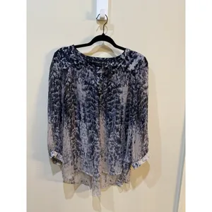 Gypsy 05 Global Village Women Silk Overlay Blouse‎ Flowy Top Size Large thumbnail 2