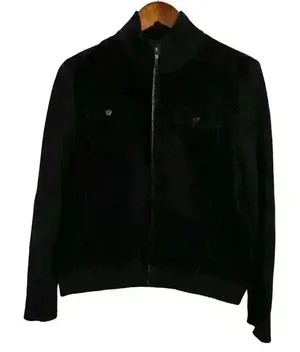 VNTG Lauren Ralph Lauren Black Corduroy full zip jacket‎ sweater sleeves … thumbnail 1