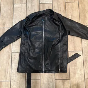 Faux Leather Jacket Pu Leather Coat Trench Parka Fall Coat Motorcycle Jacket Black Size XS thumbnail 11