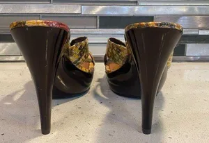 Aldo Women’s Yellow Snakeskin Sandal Platform Heels thumbnail 7