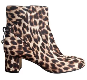 Tory Burch Laila Leopard Calf Hair Ankle Booties Bow Size 8.5 thumbnail 1