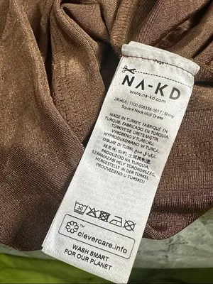 NA-KD Brown Shiny Sheen Square Neck Midi slip tank Dress women’s size Large NEW thumbnail 11