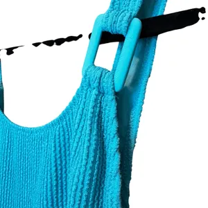 NWT Aerie One Piece Swimsuit‎ Women Medium Blue Shimmer Textured Cheekiest Swim thumbnail 2