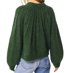 Urban Outfitters Green Martha Slouchy Knit‎ Pullover Crew Neck Sweater Small thumbnail 2