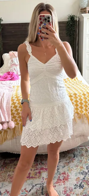 Sim & Sam White Eyelet Mini Dress thumbnail 1