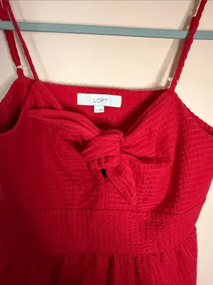LOFT Red Tie-Front Peplum Camisole thumbnail 4