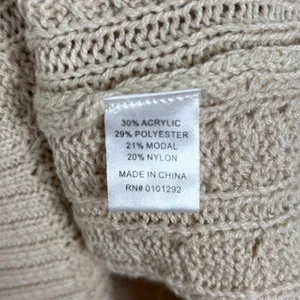 Lulu B Beige Cable Knit V-Neck Sweater Minimalist Classic Size Large NWT thumbnail 4