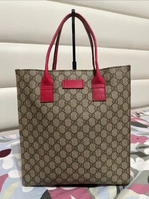 Gucci PVC GG Supreme Tote with Pink Leather Handles thumbnail 1