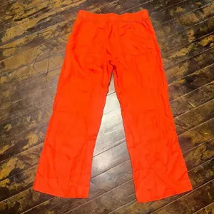Loft linen red 6P cropped normcore beachy wide leg pants thumbnail 4