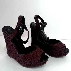 Wild Diva Lounge Brown Crochet Platform Wedge Sandals Size 6 Y2K thumbnail 6